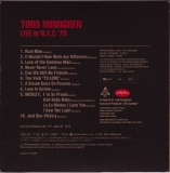 Rundgren, Todd - Live In N.Y.C. '78, back cover